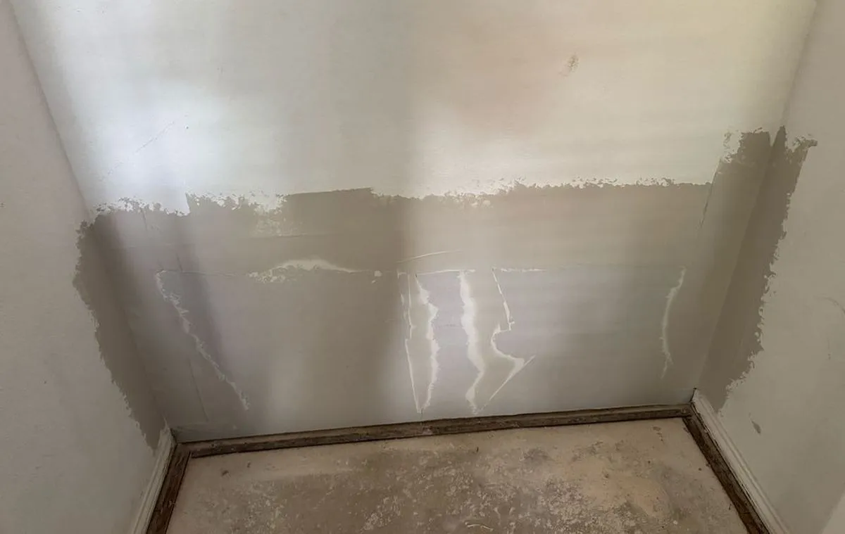 Ceiling after drywall repair and texture matching