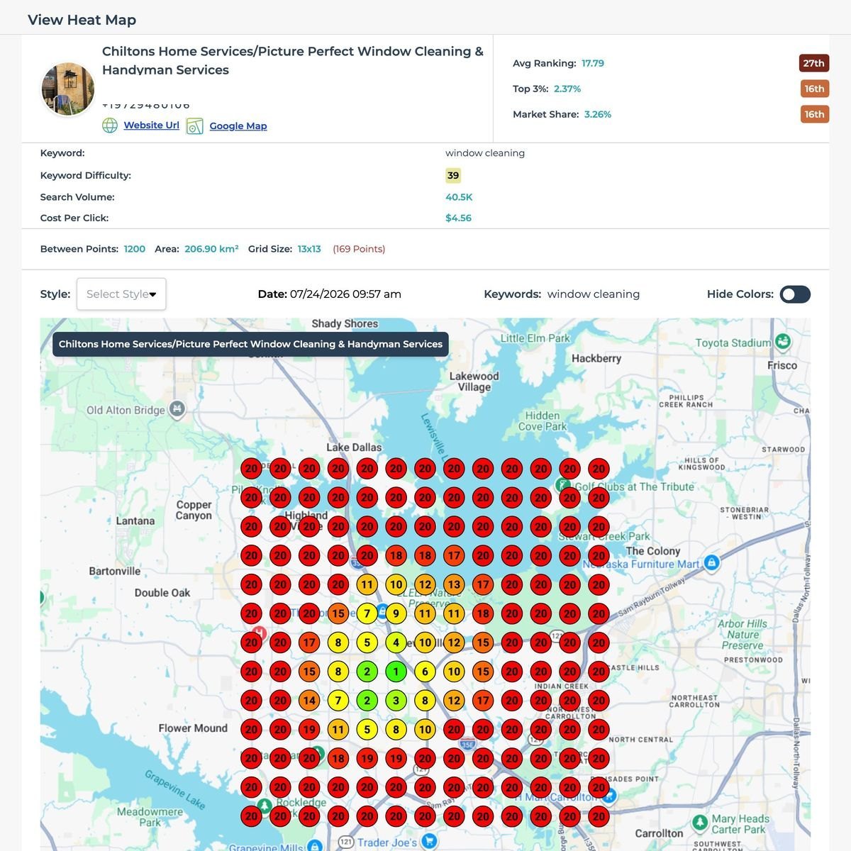 LeadSnap grid for window cleaning