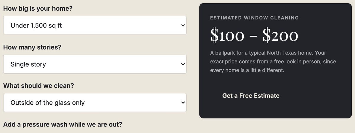 The cost estimator, with a live range